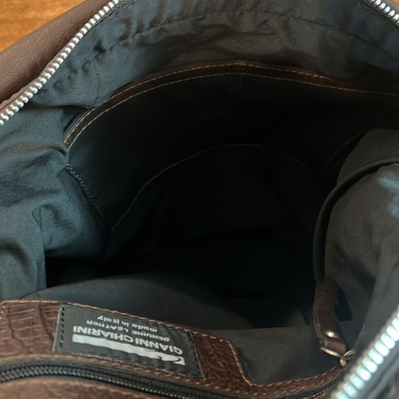 GIANNI CHIARINI Brown Croc Embossed Leather Hobo Handbag - Picture 13 of 14